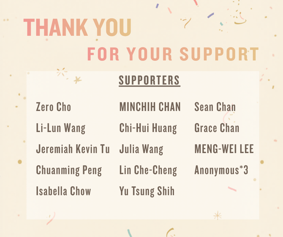 2026募資感謝名單公開！Thank You List Reveal!